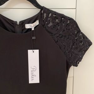 NWT Parker black lace, fit and flare mini dress